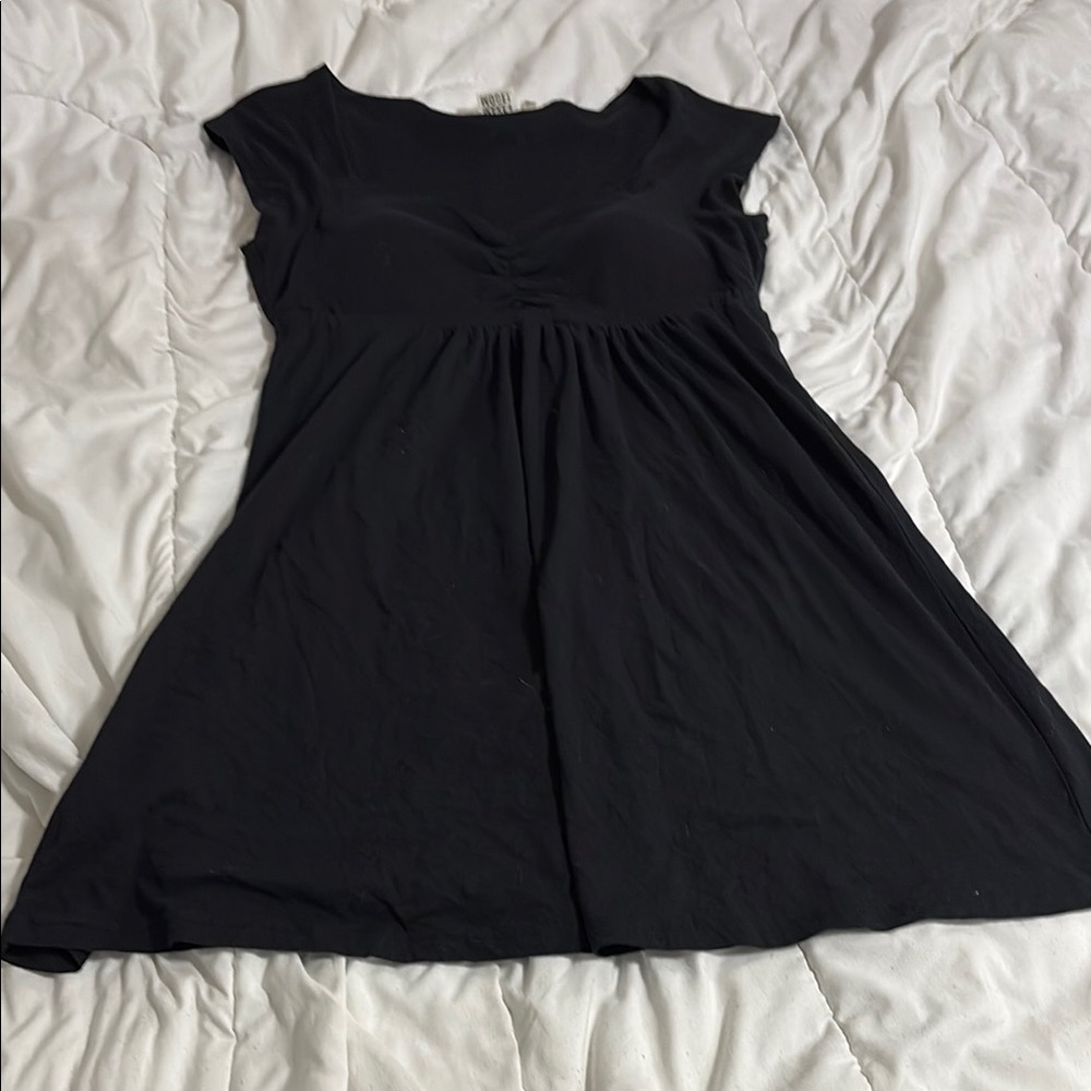 Make + Model Black A-Line Pleated Mini Dress